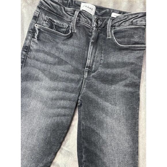 Frame Le One Skinny Black Skinny High Rise Cropped Jean's Women's Size 1 - Picture 1 of 1